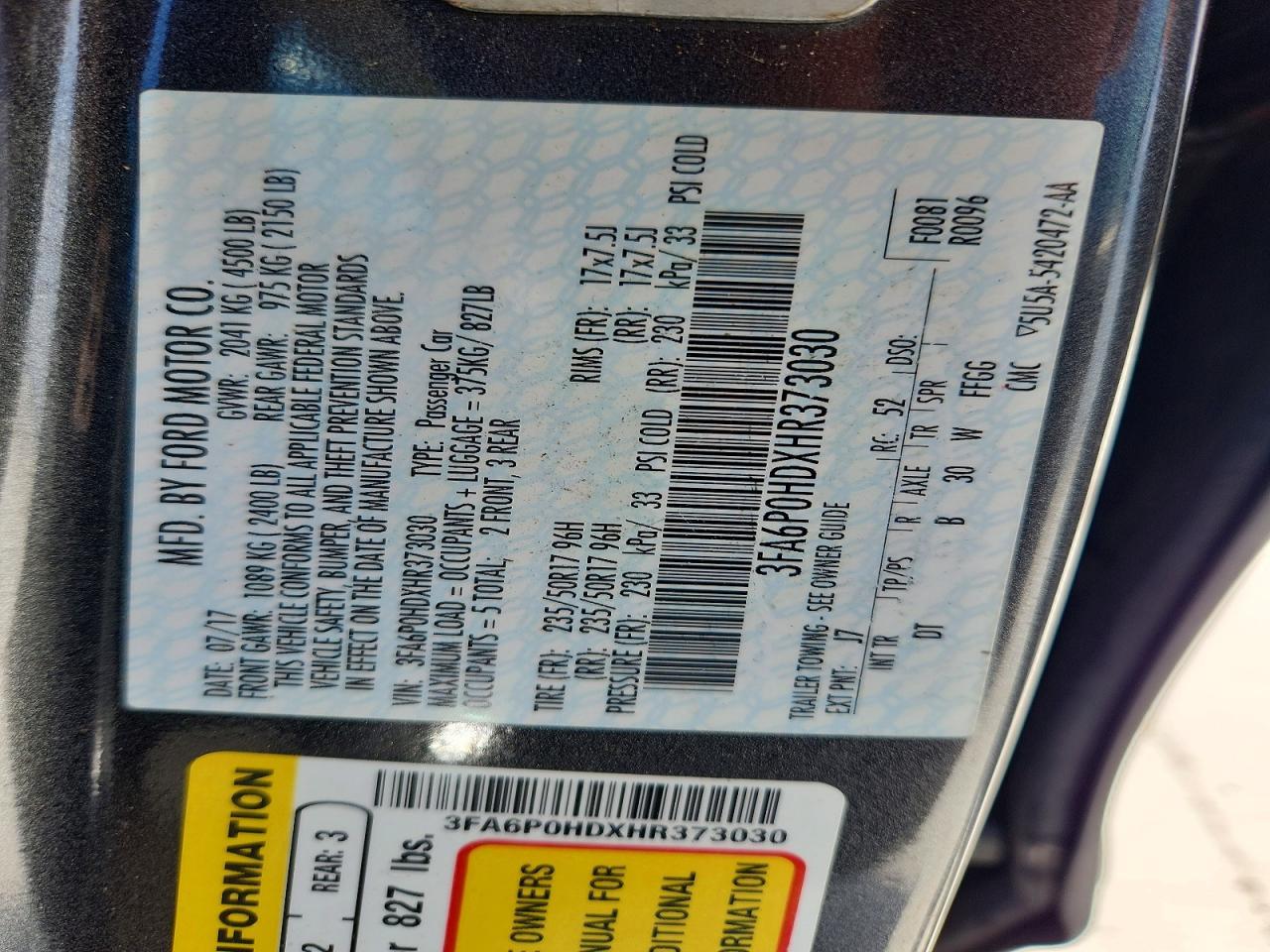 2017 FORD FUSION