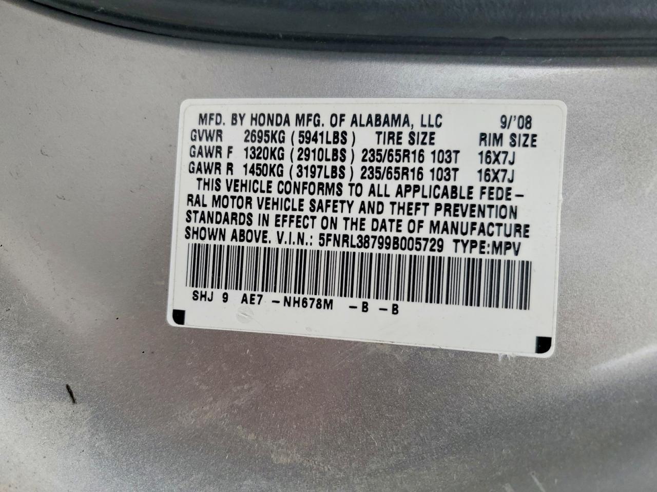 2009 HONDA ODYSSEY