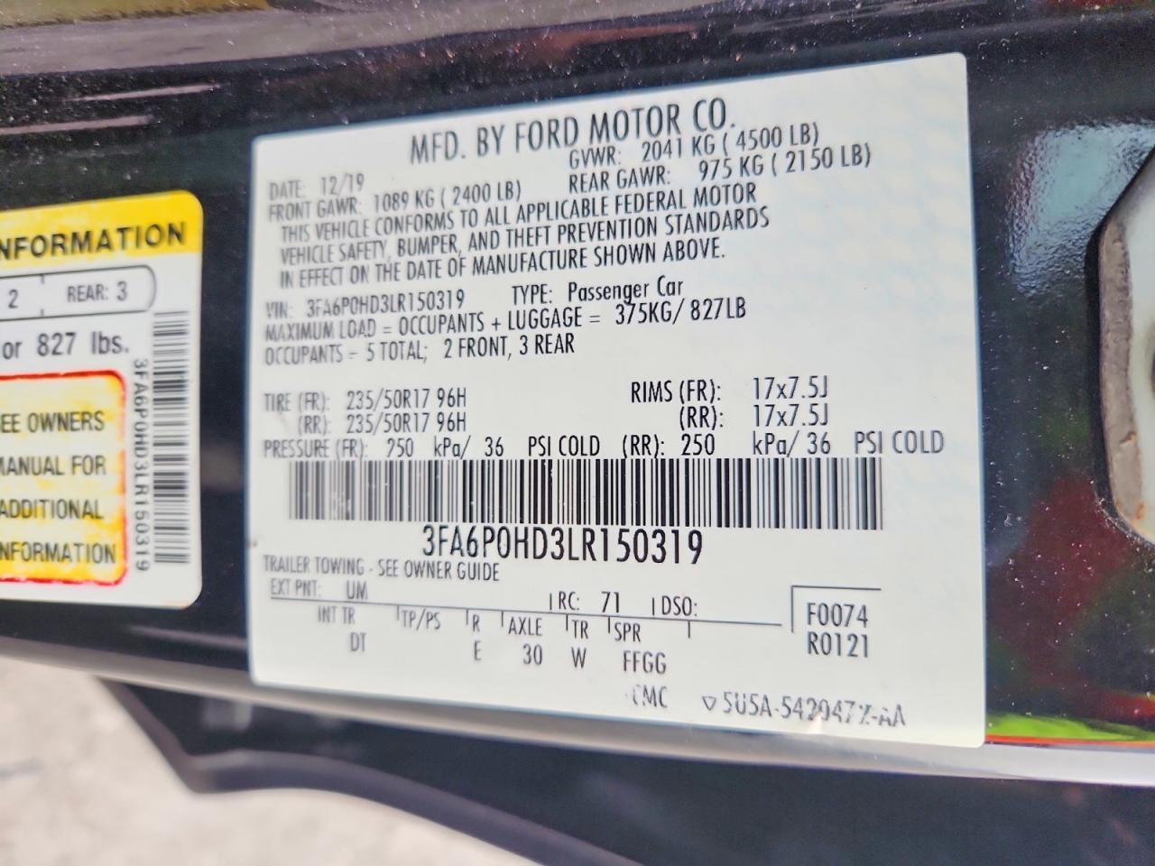 2020 FORD FUSION