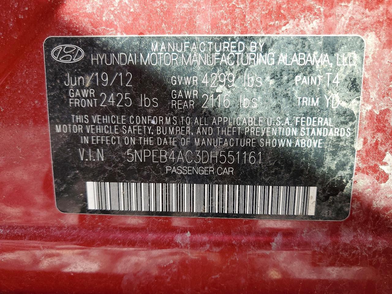 2013 HYUNDAI SONATA