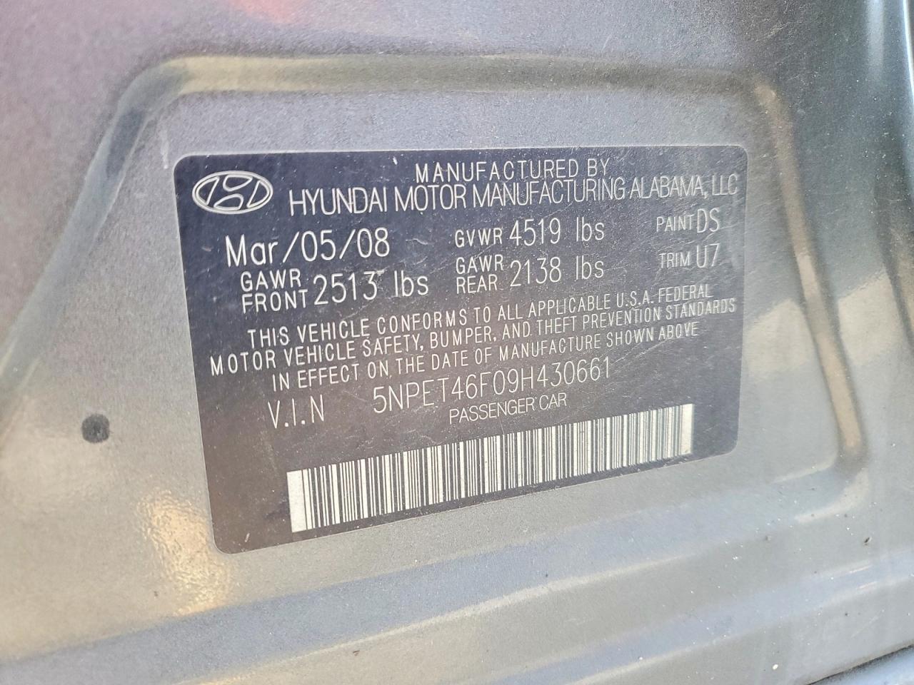 2009 HYUNDAI SONATA