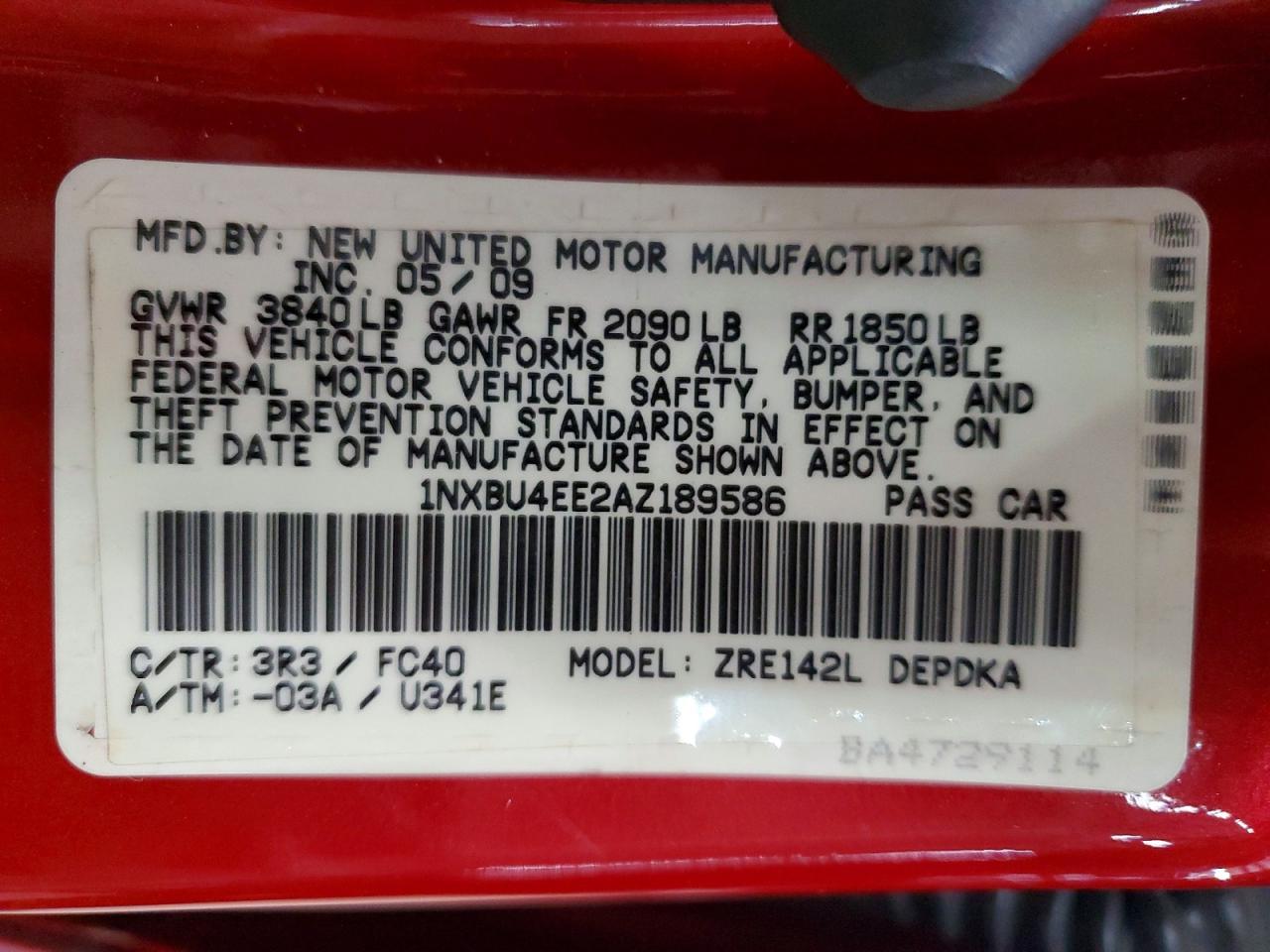 2010 TOYOTA COROLLA