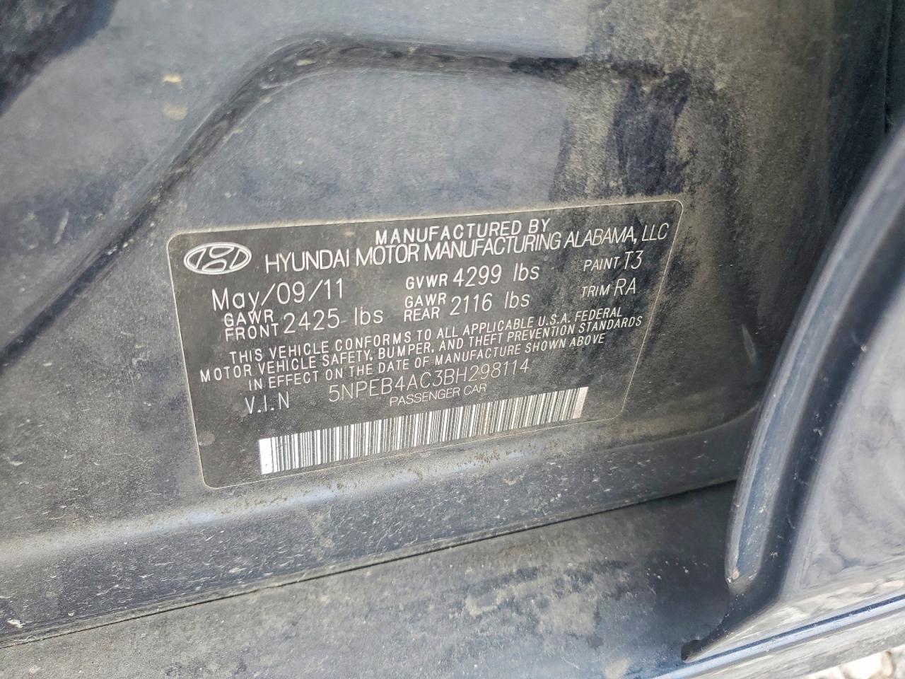 2011 HYUNDAI SONATA