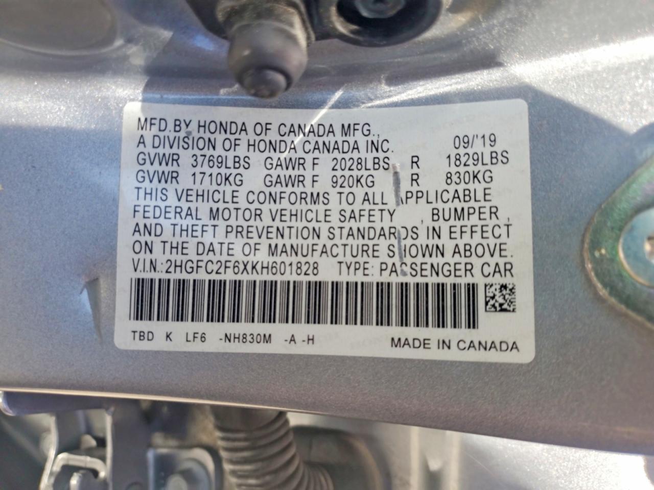 2019 HONDA CIVIC