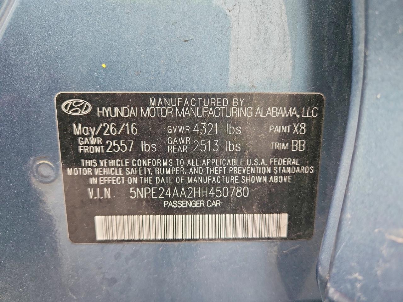 2017 HYUNDAI SONATA