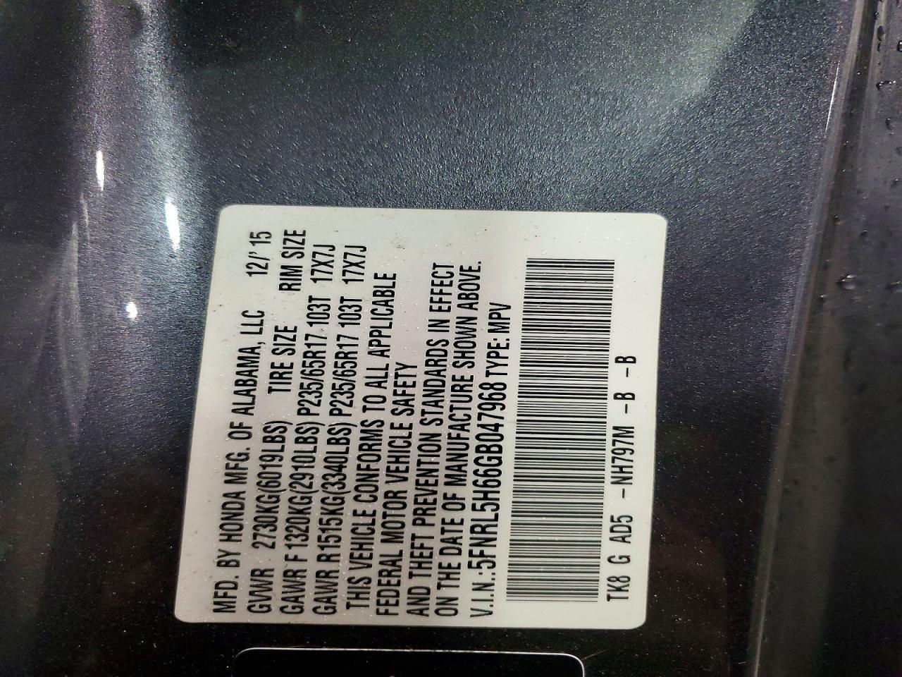 2016 HONDA ODYSSEY