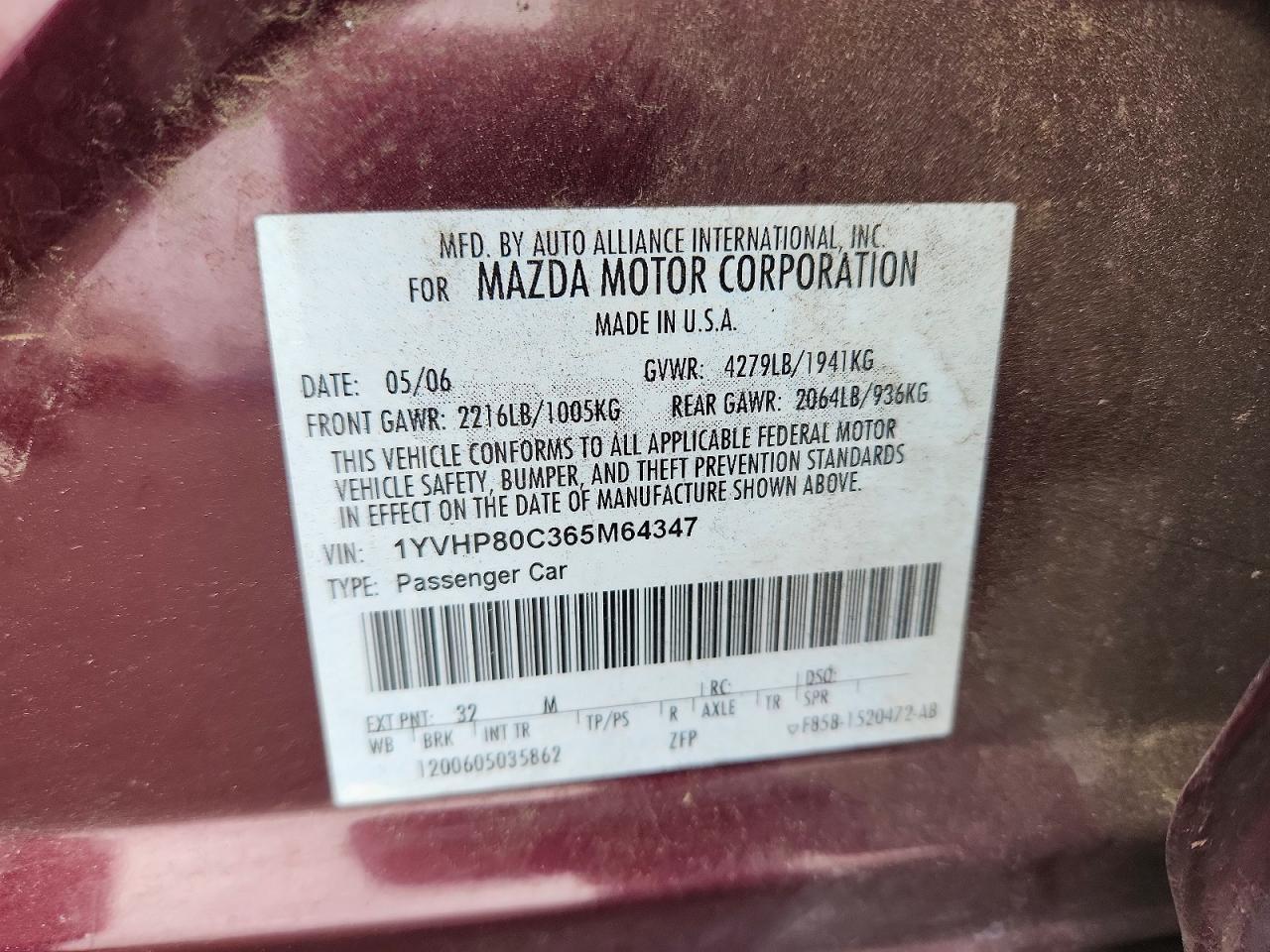 2006 MAZDA 6