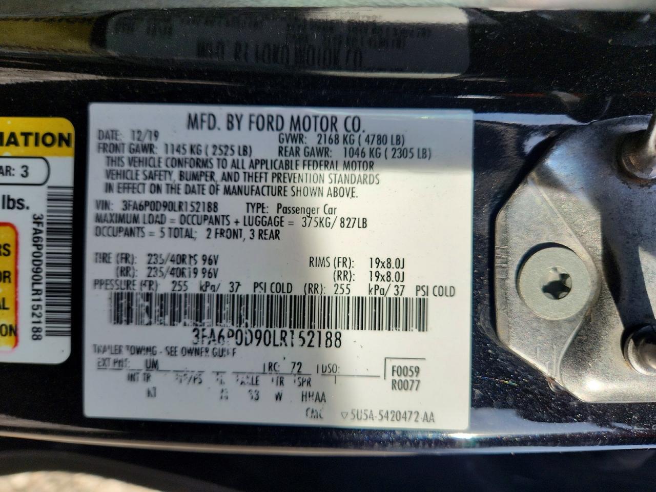2020 FORD FUSION