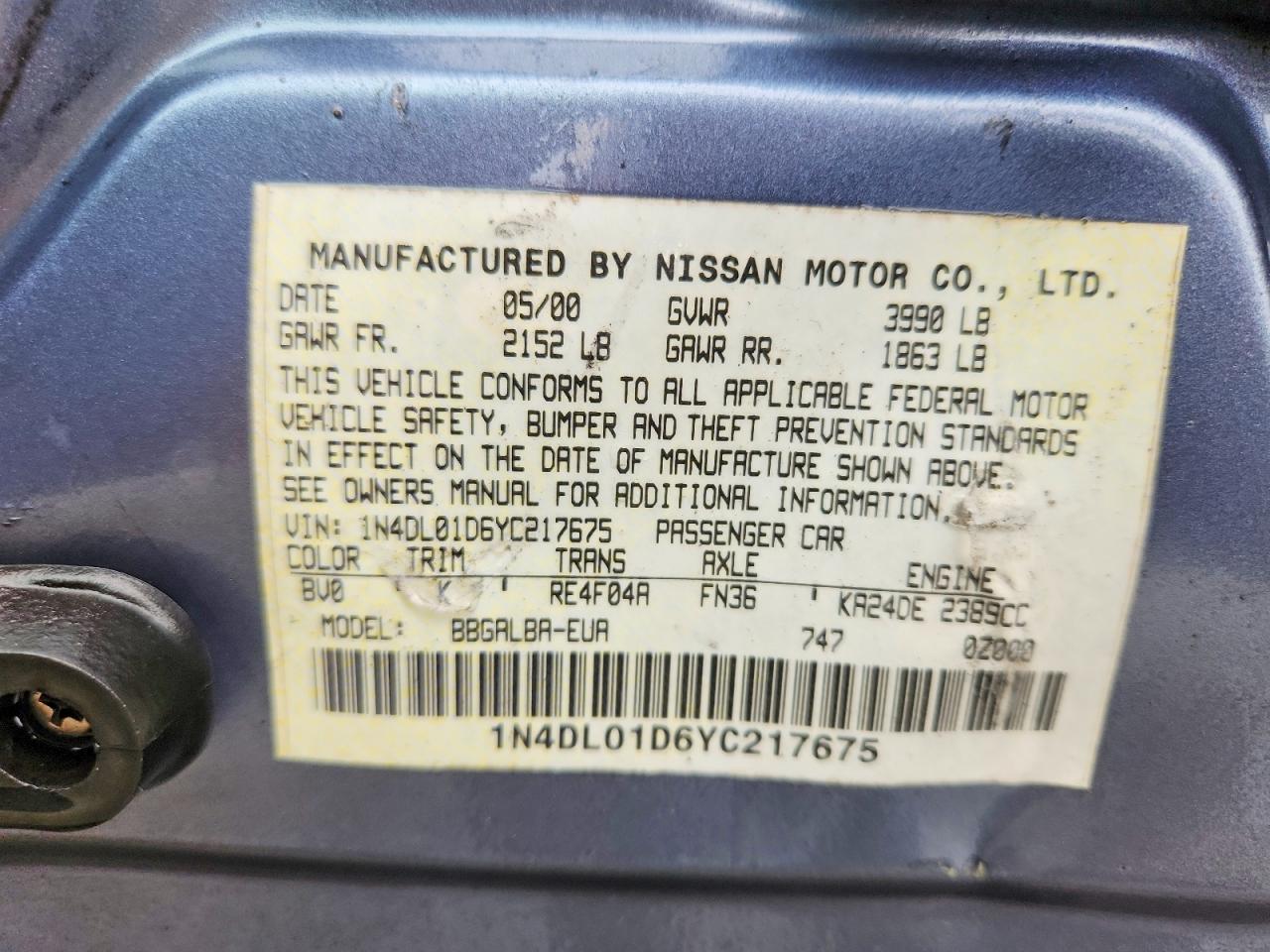 2000 NISSAN ALTIMA