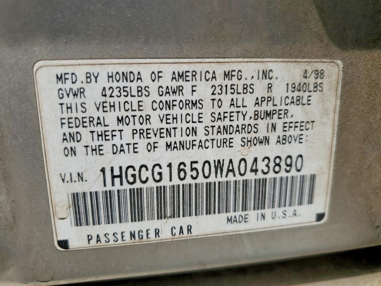 1998 HONDA ACCORD