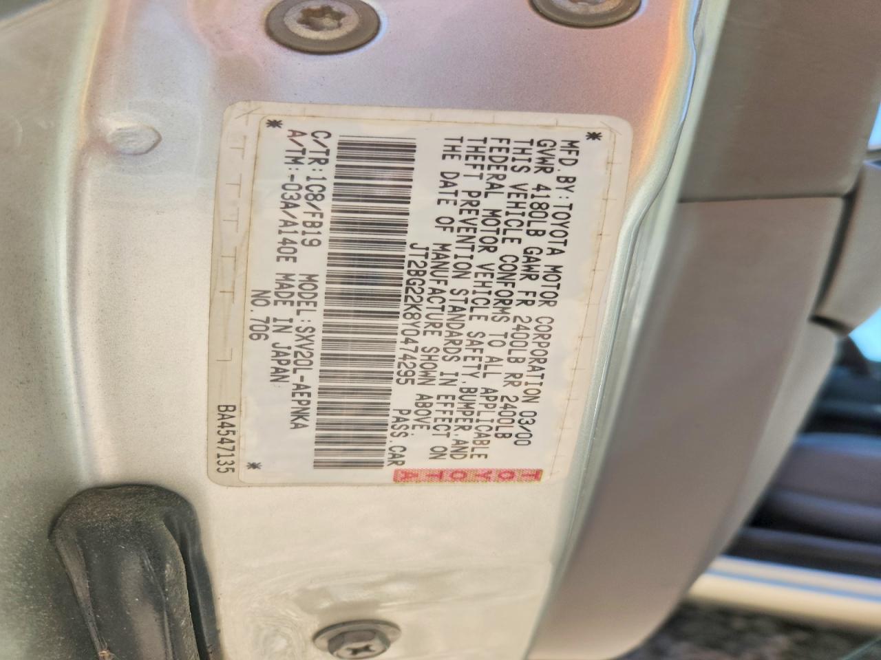 2000 TOYOTA CAMRY