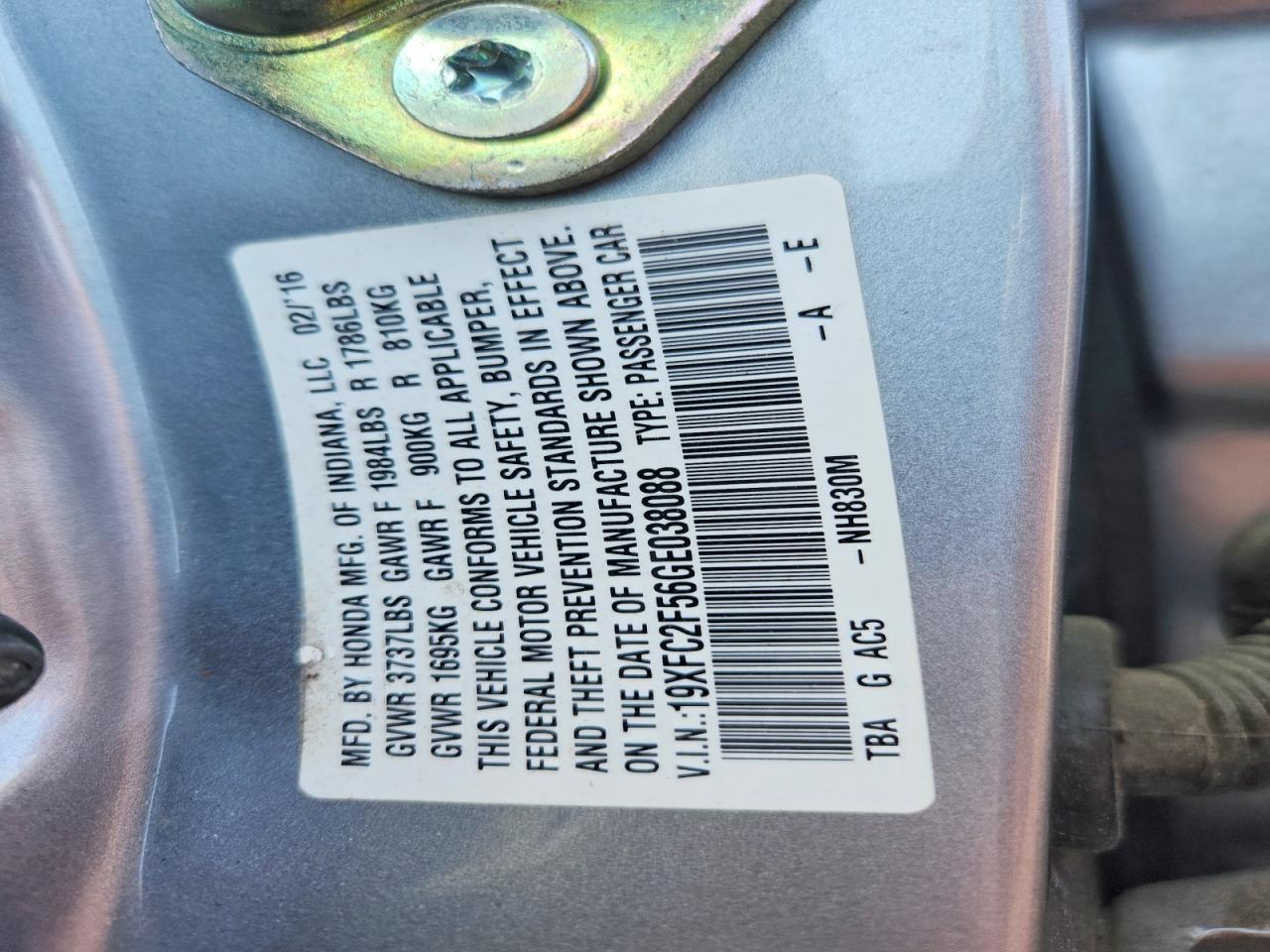 2016 HONDA CIVIC