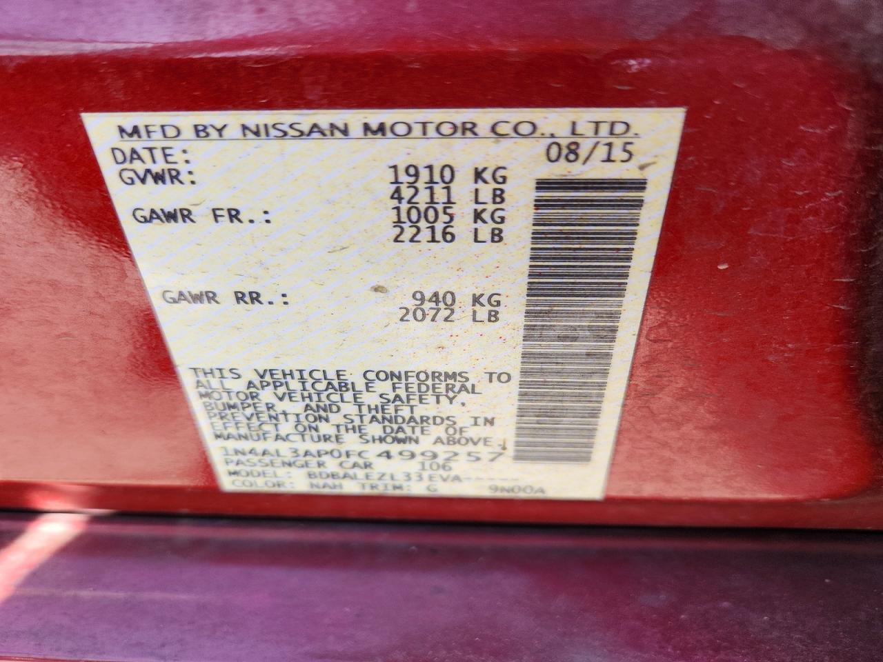 2015 NISSAN ALTIMA