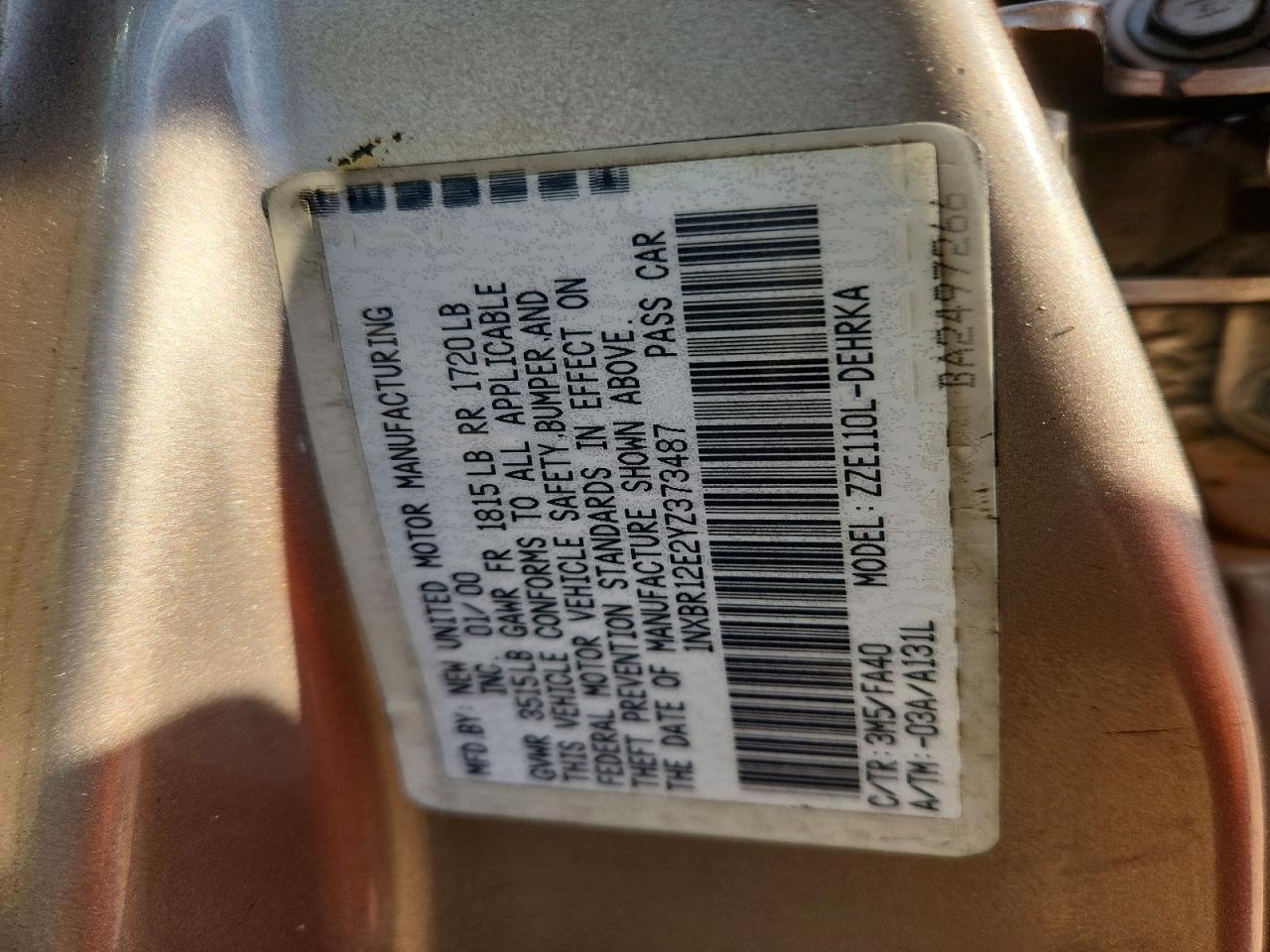 2000 TOYOTA COROLLA