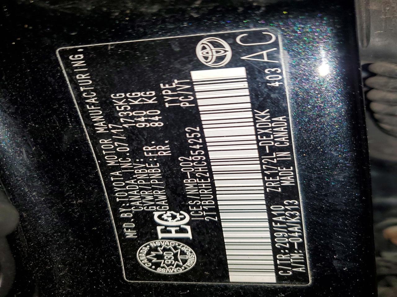 2017 TOYOTA COROLLA