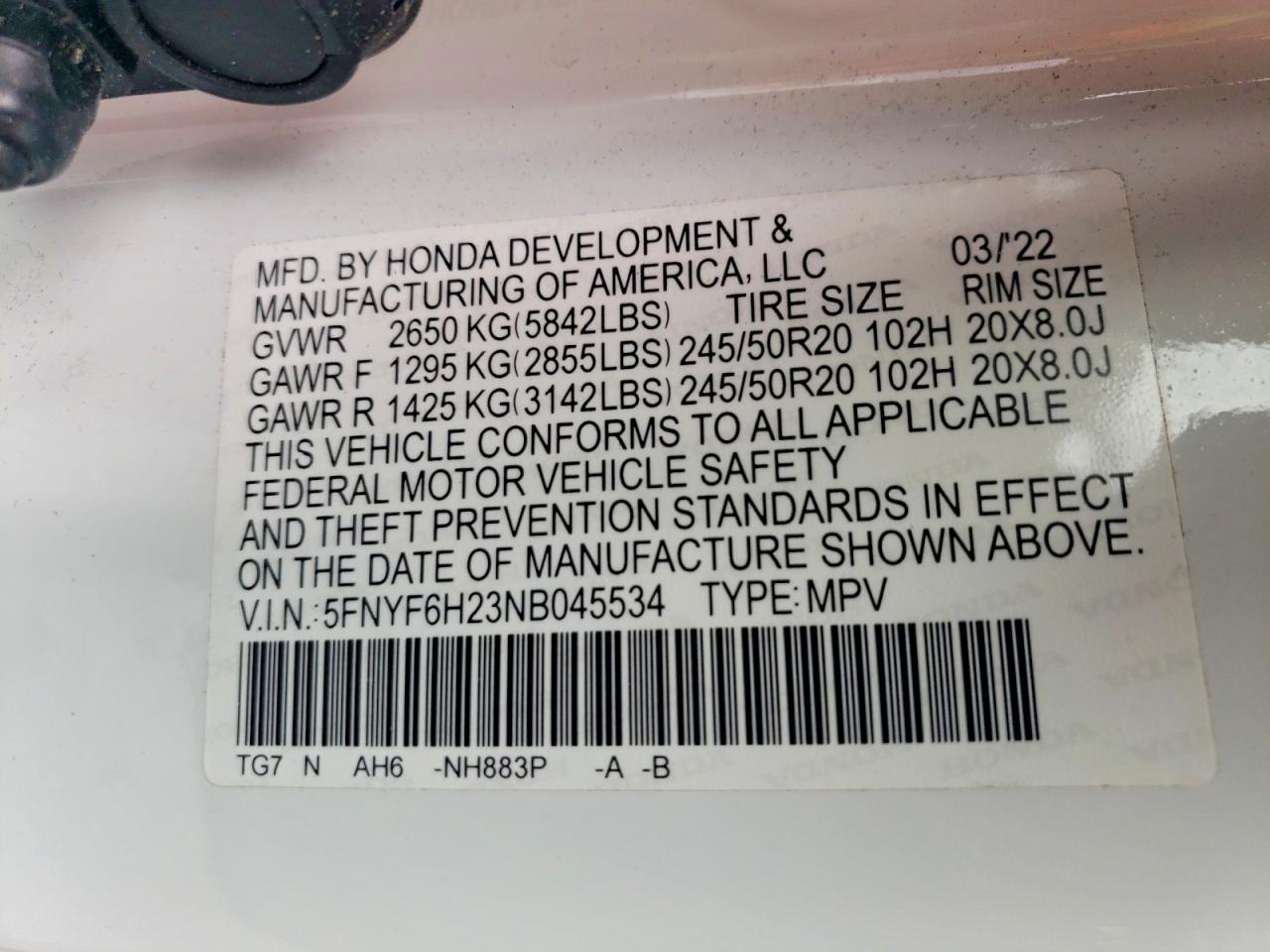 2022 HONDA PILOT