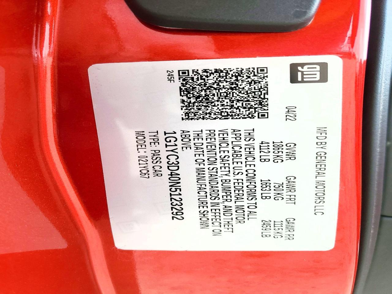 2022 CHEVROLET Corvette Stingray