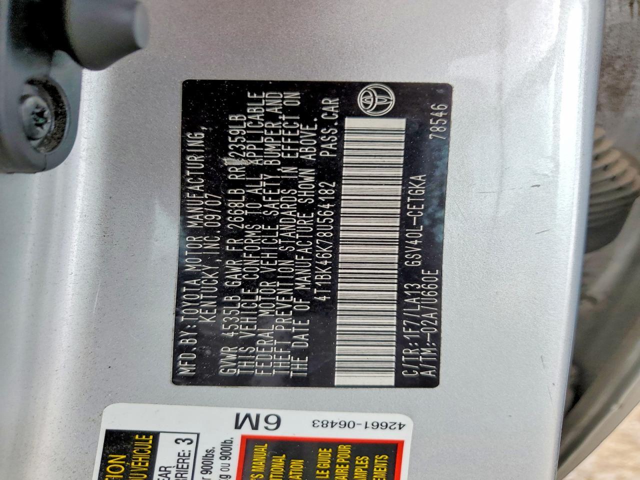 2008 TOYOTA CAMRY