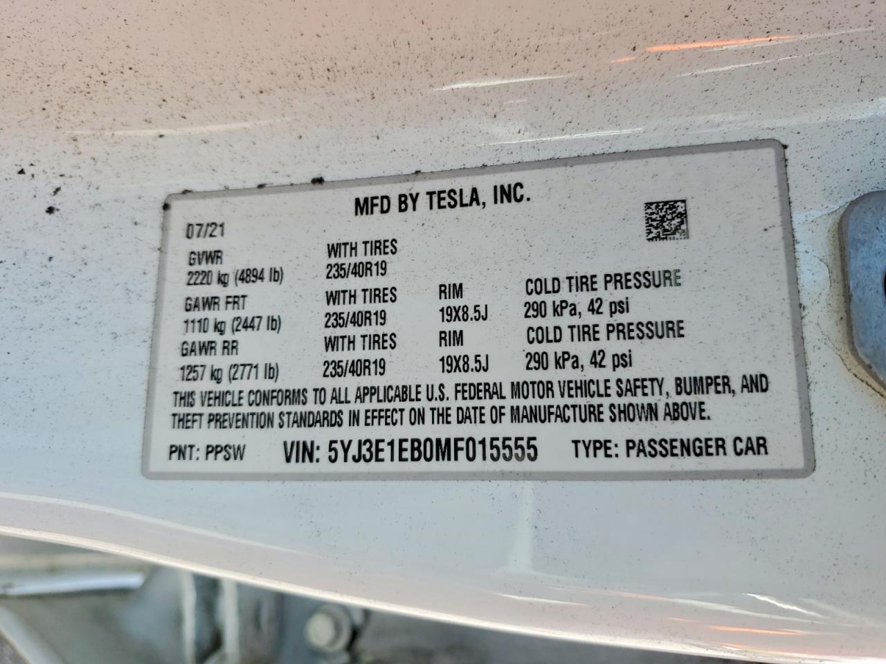 2021 TESLA MODEL 3