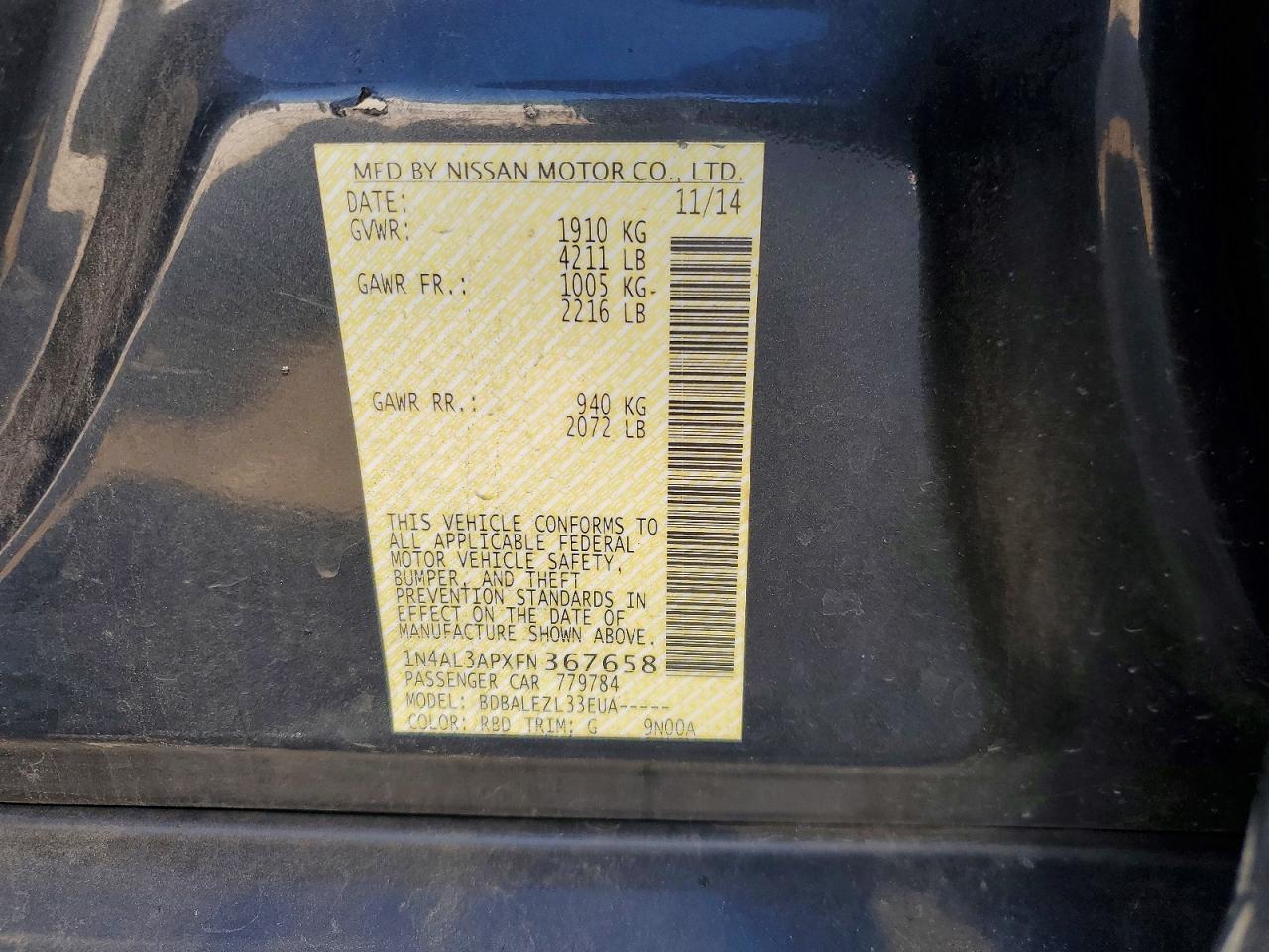 2015 NISSAN ALTIMA
