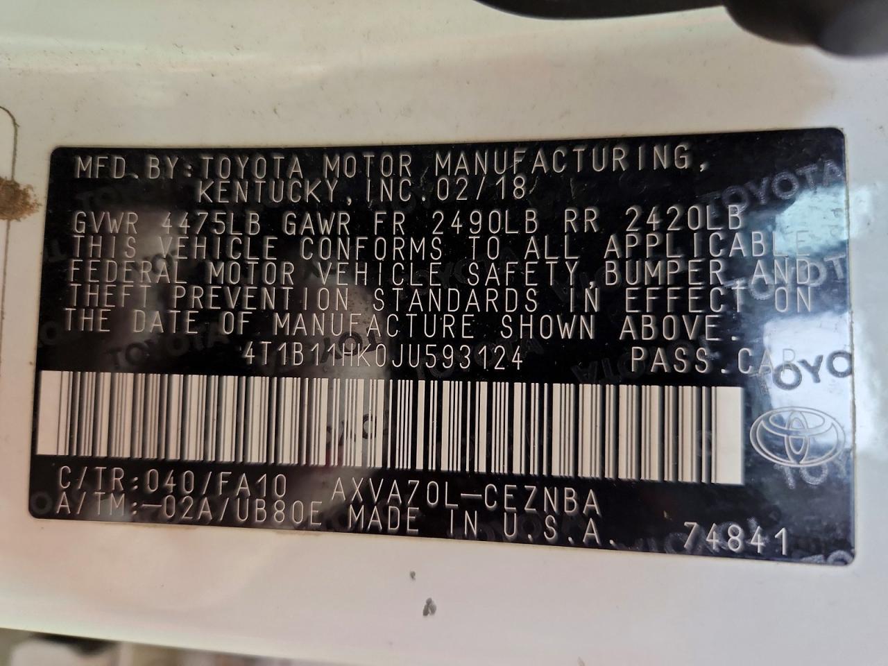2018 TOYOTA CAMRY