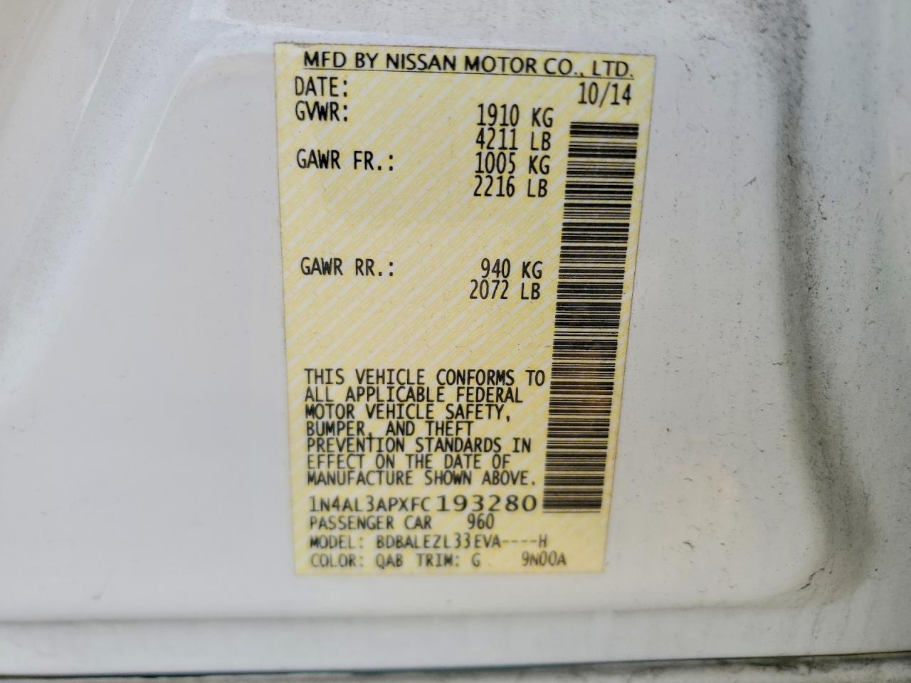 2015 NISSAN ALTIMA