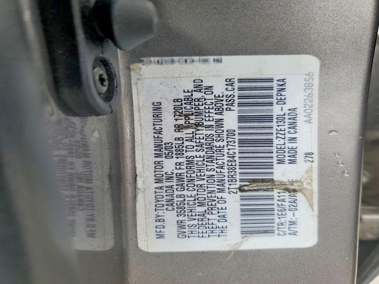 2004 TOYOTA COROLLA