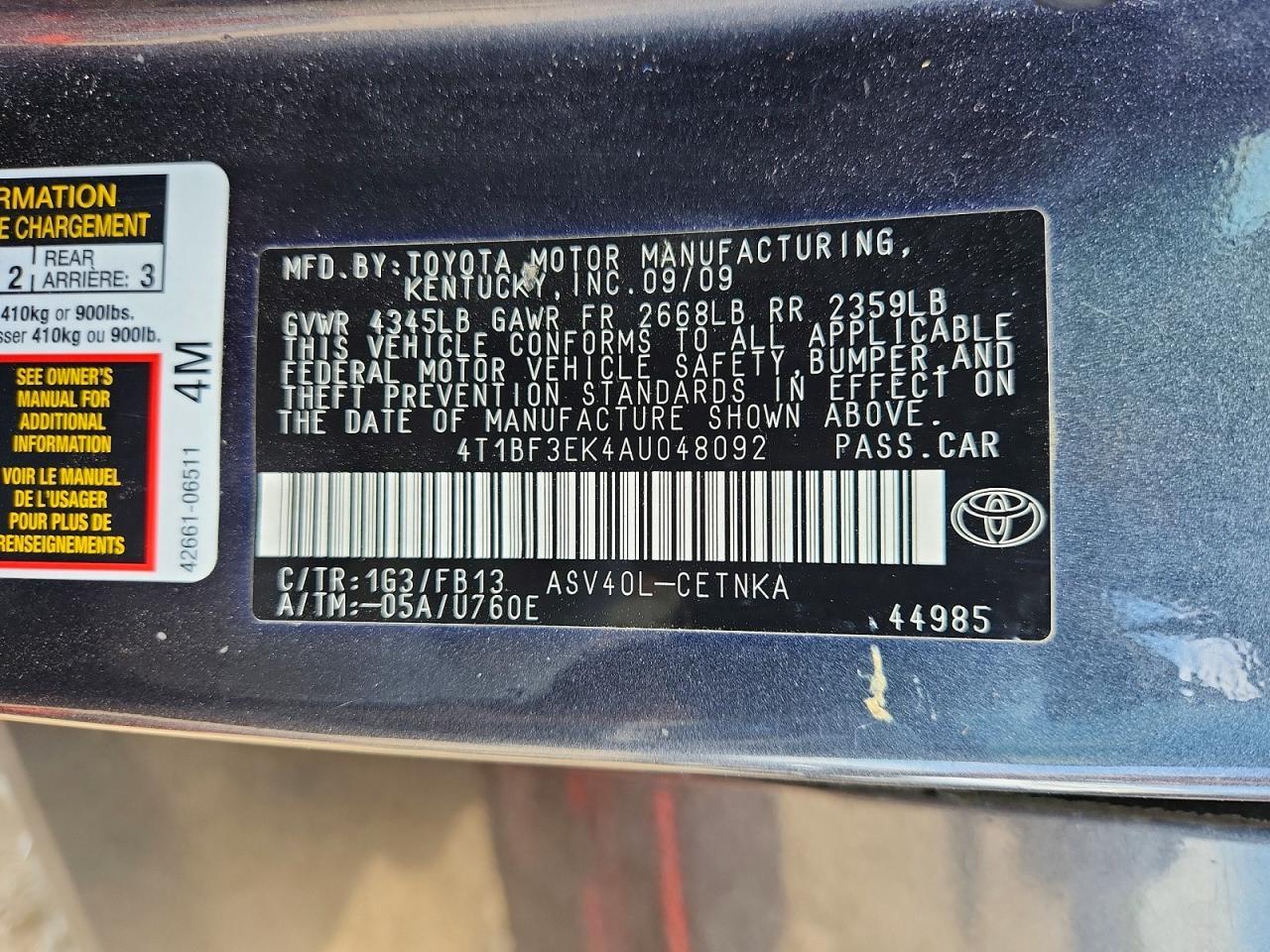 2010 TOYOTA CAMRY