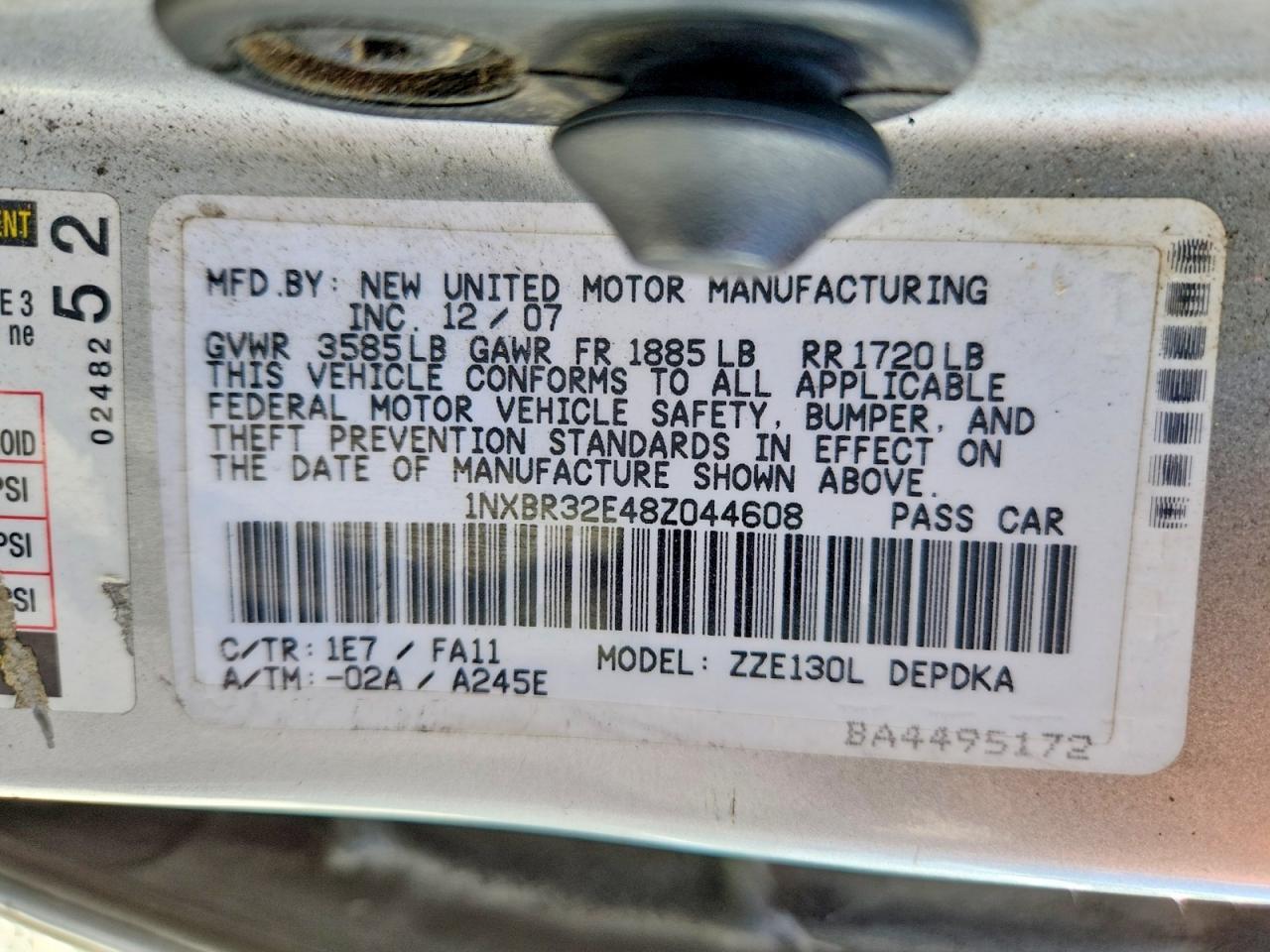 2008 TOYOTA COROLLA