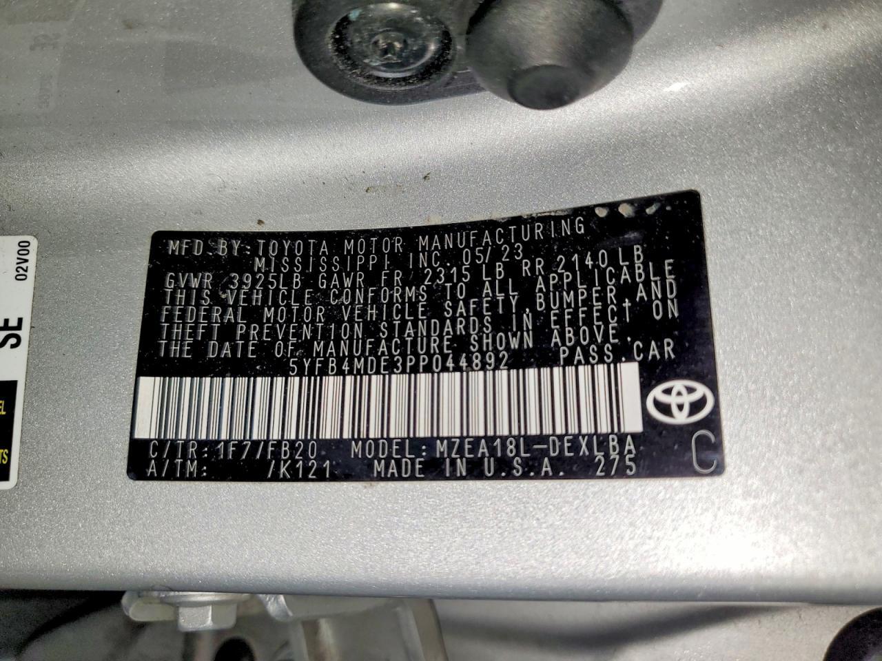 2023 TOYOTA COROLLA