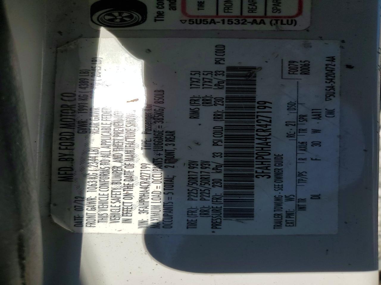 2012 FORD FUSION