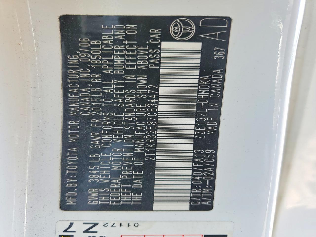 2007 TOYOTA COROLLA
