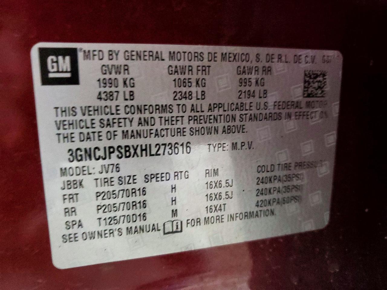 2017 CHEVROLET TRAX