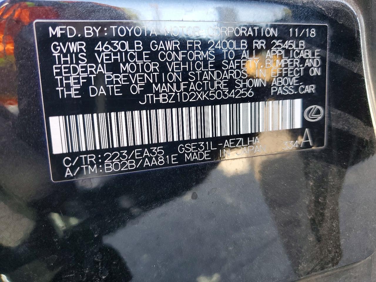 2019 LEXUS IS 350
