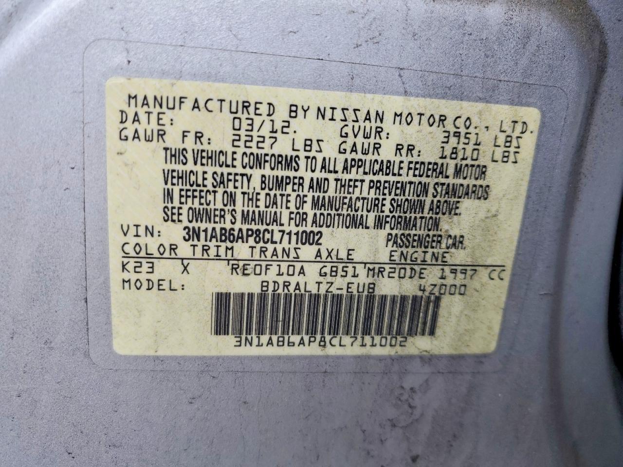 2012 NISSAN SENTRA