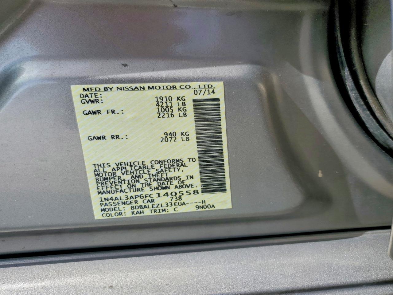 2015 NISSAN ALTIMA