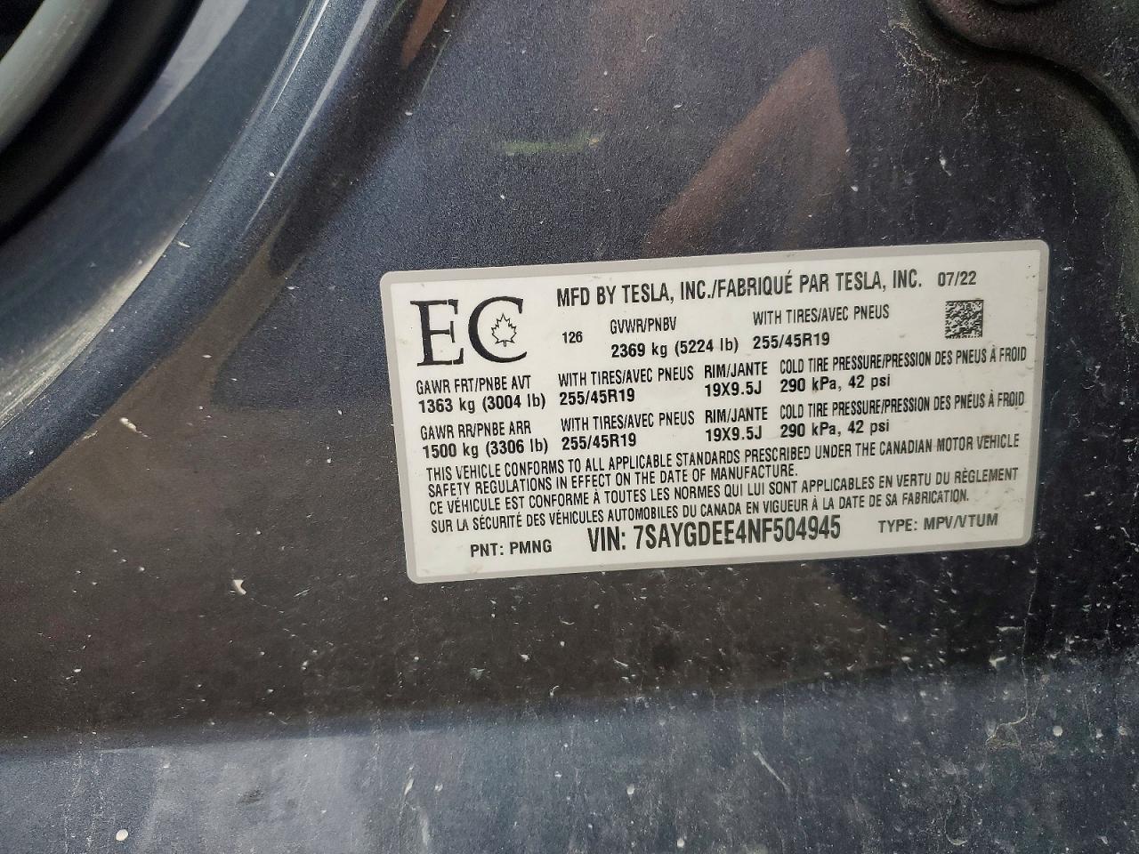 2022 TESLA MODEL Y