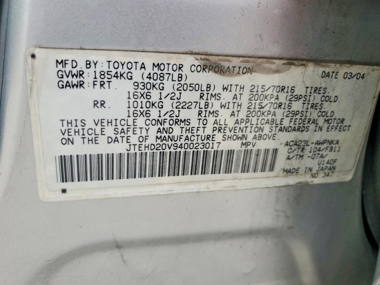 2004 TOYOTA RAV4