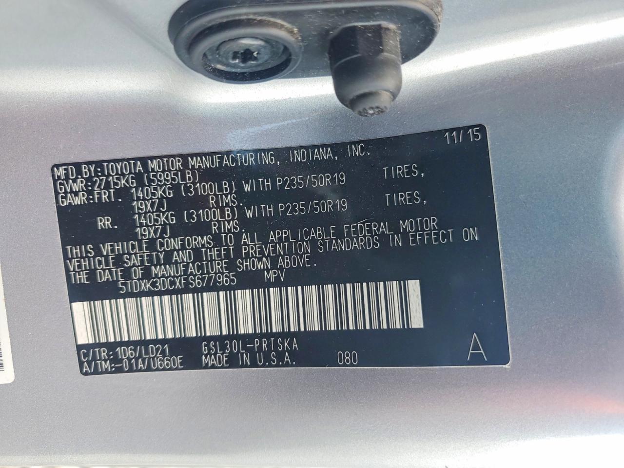 2015 TOYOTA SIENNA