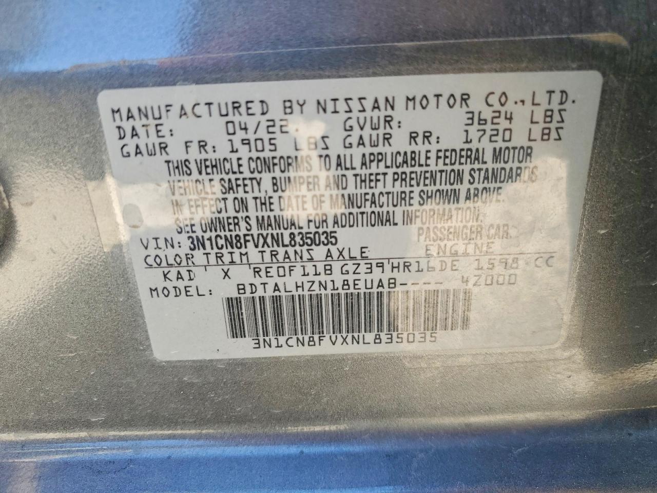 2022 NISSAN VERSA