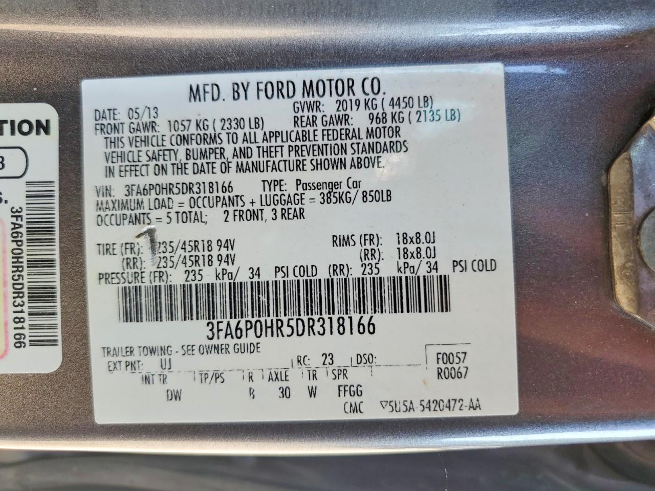 2013 FORD FUSION