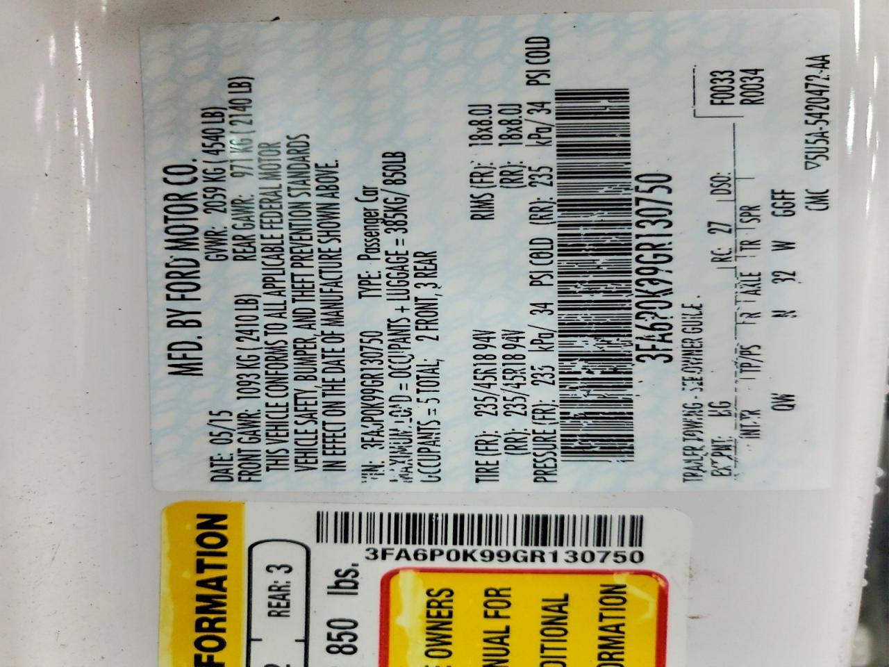 2016 FORD FUSION