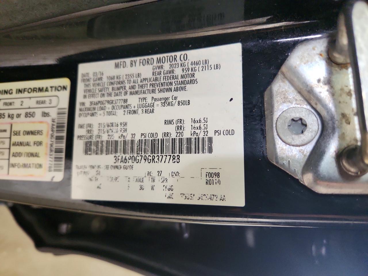 2016 FORD FUSION