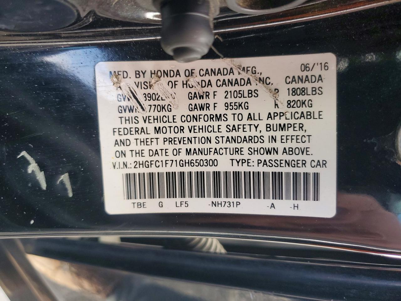 2016 HONDA CIVIC