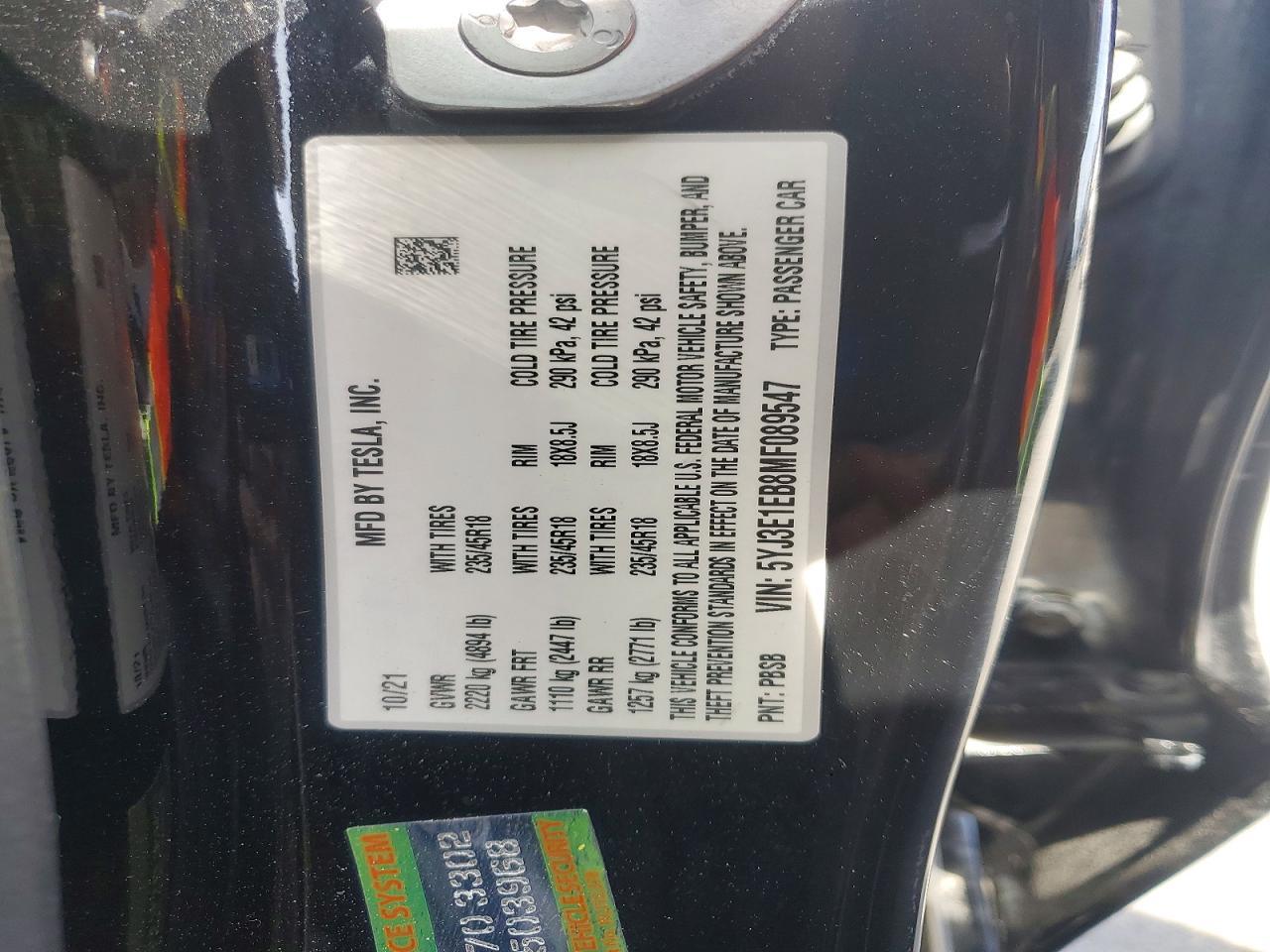 2021 TESLA MODEL 3