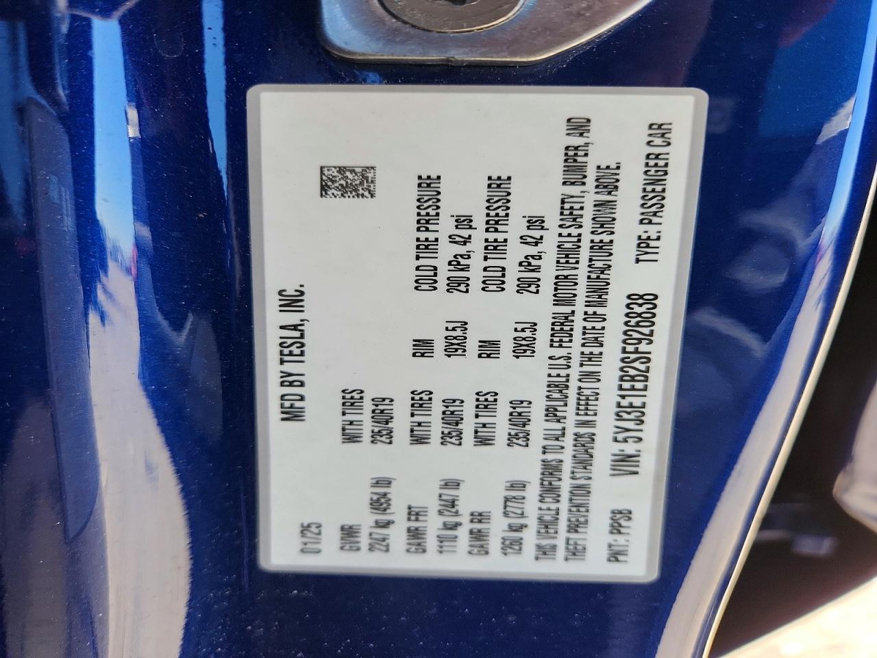2025 TESLA MODEL 3