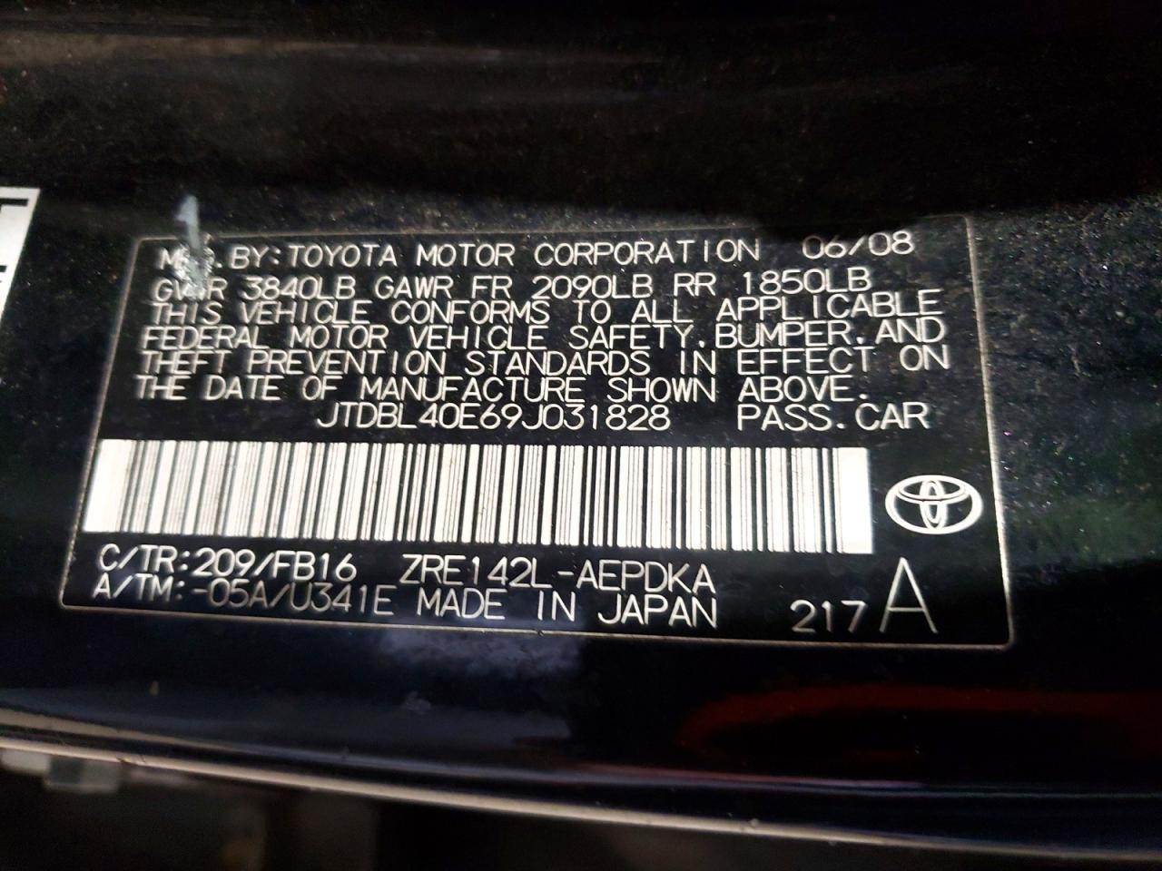 2009 TOYOTA COROLLA