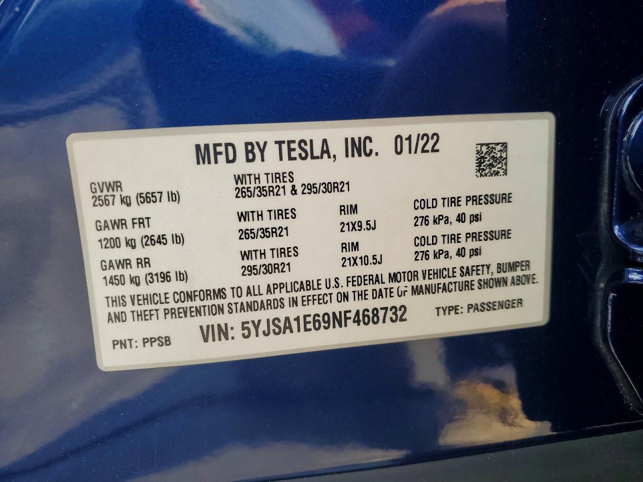 2022 TESLA MODEL S