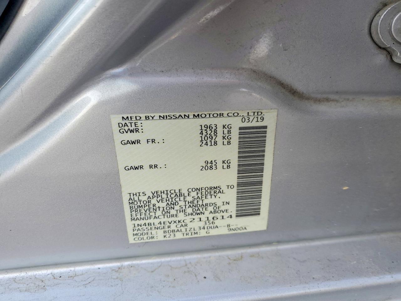 2019 NISSAN ALTIMA