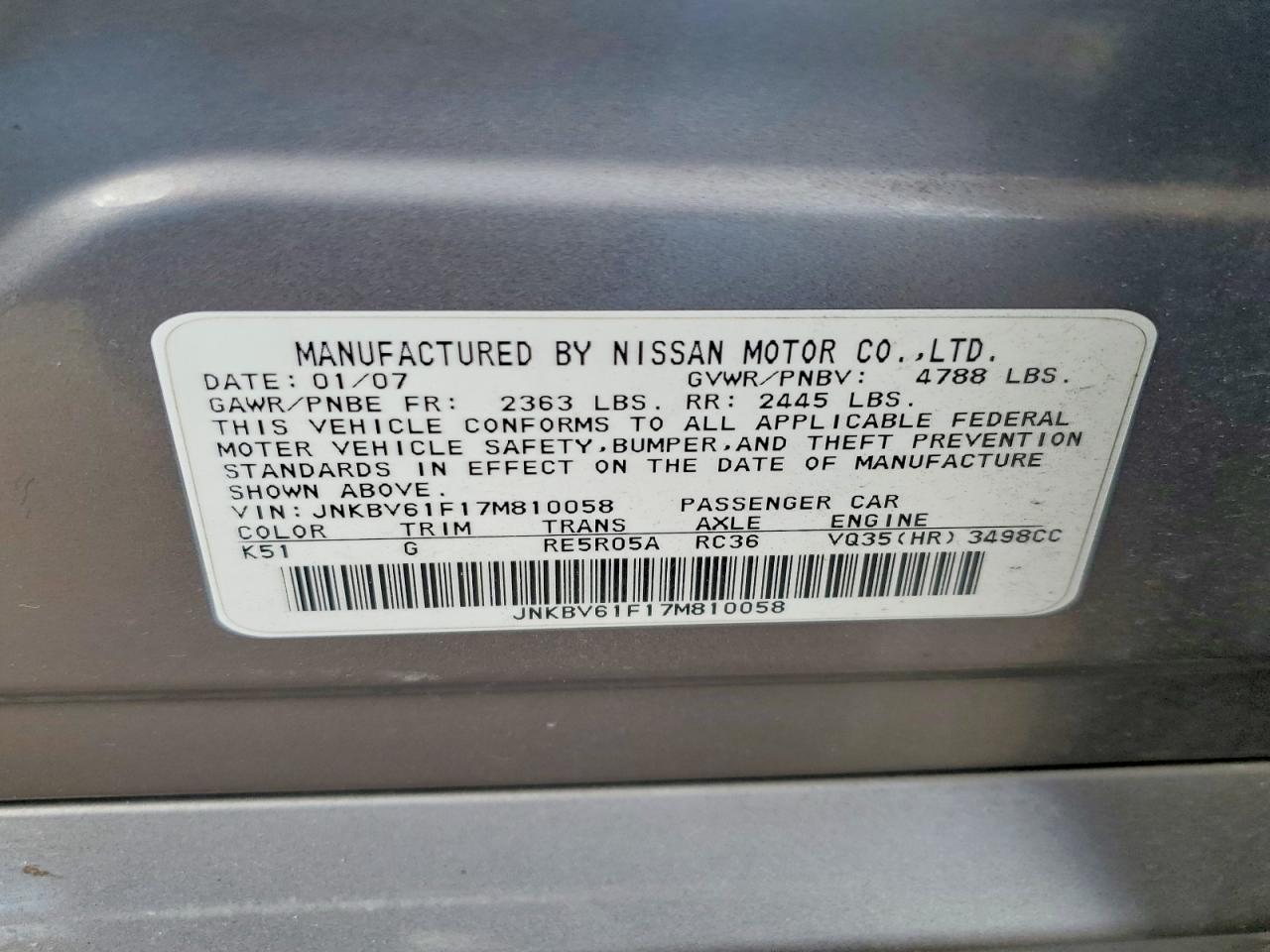 2007 INFINITI G35